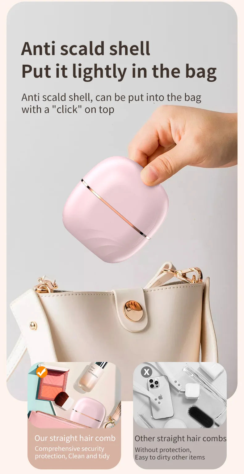 New Mini Rechargeable Portable Hair Straightener Brush