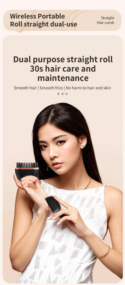 New Mini Rechargeable Portable Hair Straightener Brush