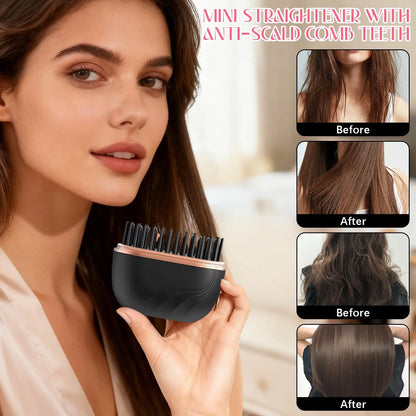 New Mini Rechargeable Portable Hair Straightener Brush