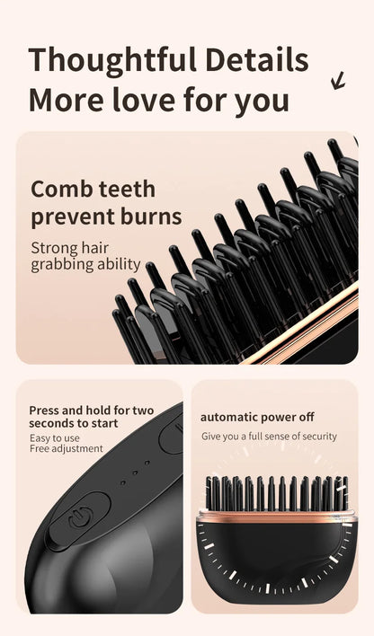 New Mini Rechargeable Portable Hair Straightener Brush