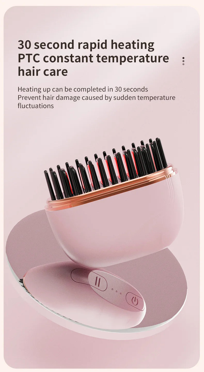 New Mini Rechargeable Portable Hair Straightener Brush