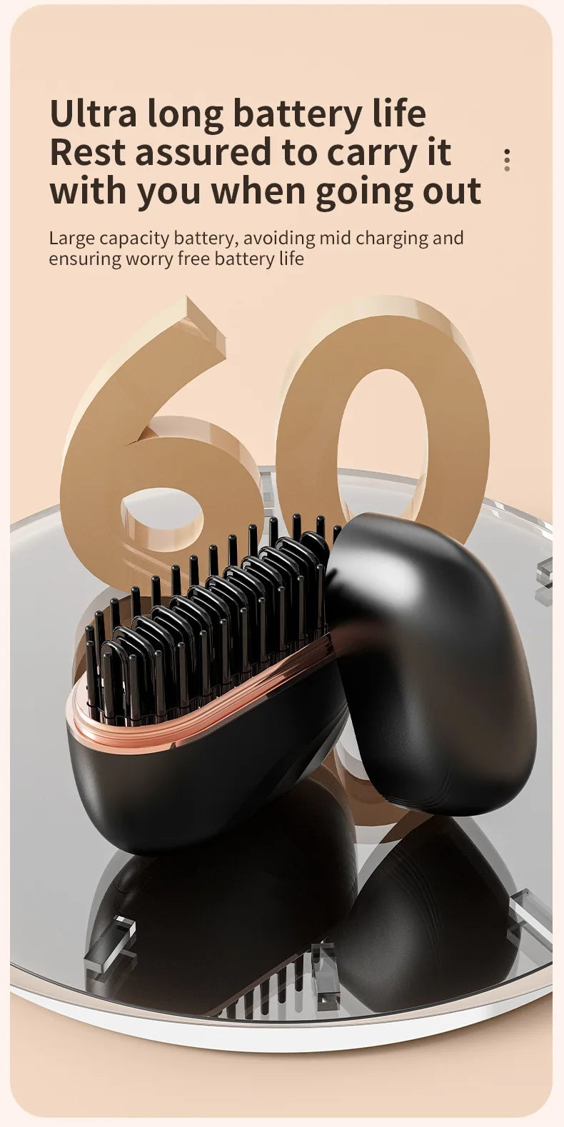 New Mini Rechargeable Portable Hair Straightener Brush