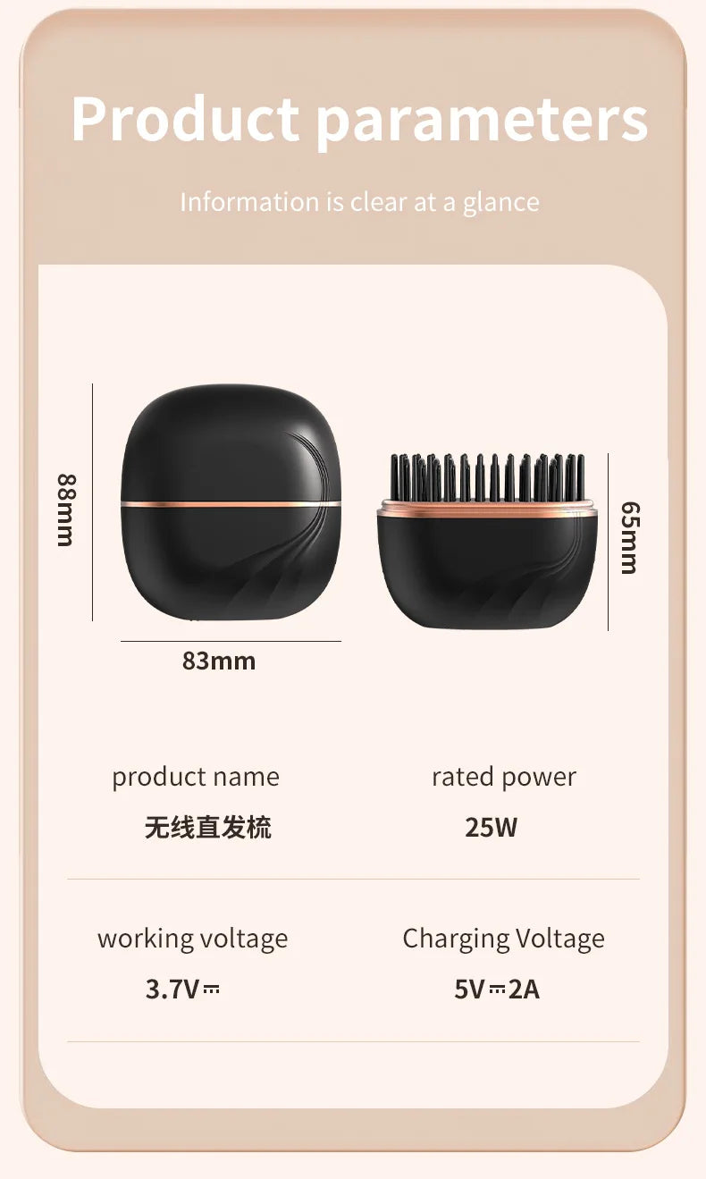 New Mini Rechargeable Portable Hair Straightener Brush