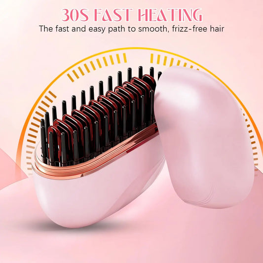New Mini Rechargeable Portable Hair Straightener Brush